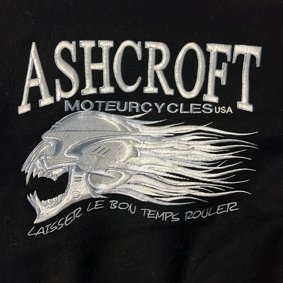 Host Pick🤎Ashcroft Motorcycles Embroidered Letterman Jacket punk goth skull - Picture 2 of 7